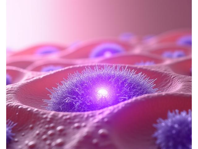 3D vizualizacija, rodanti signalinio peptido molekulę, prisišliejusią prie odos ląstelės receptoriaus, aktyvuojanti kolageno sintezę.