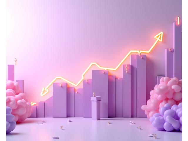 Finansinės diagramos ir grafikai, su monetomis ir augimo simboliais, rodantys investicijų grąžą ir verslo planavimą.